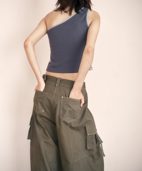 ACLENT（アクレント）の「ステッチデザインカーゴパンツ（カーゴパンツ・レディース・ブラウン/カーキ・X-SMALL/SMALL/MEDIUM）」の7枚目の写真