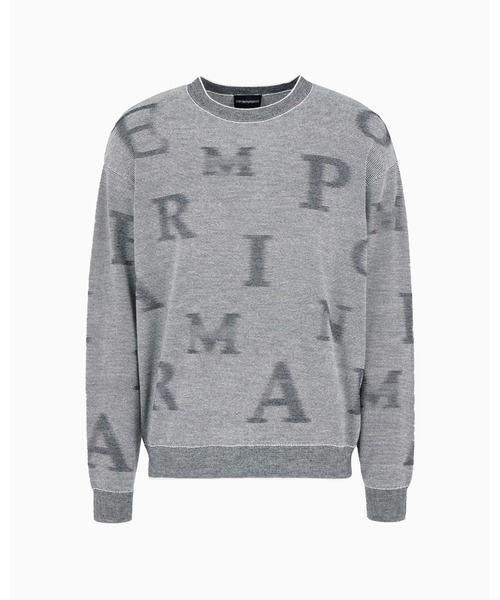 EMPORIO ARMANI（エンポリオアルマーニ）の「【エンポリオ アルマーニ】セーター バージンウール ツートーンマイクロストライプ＆オールオーバーレタリング（ニット/セーター・メンズ・ブルー系その他・LARGE/SMALL/X-SMALL）」の2枚目の写真