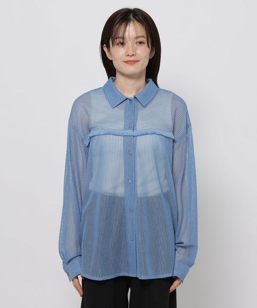 新品✨★niko and ストライプブラウス★ ストライプフリンジシアーシャツ（シャツ/ブラウス）｜niko and