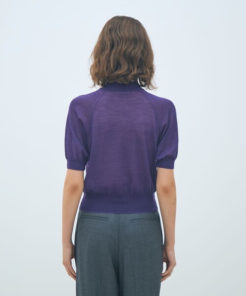 MACPHEE（マカフィー）の「シアーウールブレンド ハーフスリーブプルオーバー（ニット/セーター・レディース・ライトグレー/ネイビー/パープル・S）」の6枚目の写真