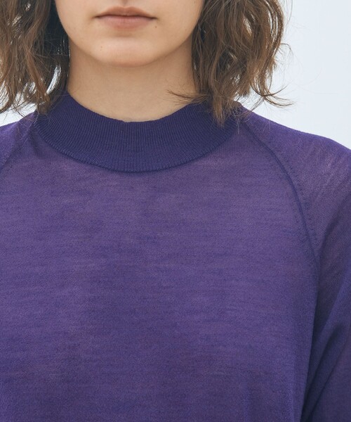 MACPHEE（マカフィー）の「シアーウールブレンド ハーフスリーブプルオーバー（ニット/セーター・レディース・ライトグレー/ネイビー/パープル・S）」の5枚目の写真