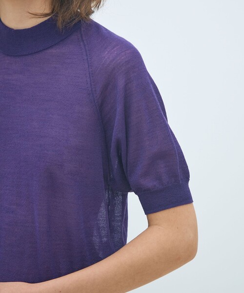 MACPHEE（マカフィー）の「シアーウールブレンド ハーフスリーブプルオーバー（ニット/セーター・レディース・ライトグレー/ネイビー/パープル・S）」の4枚目の写真