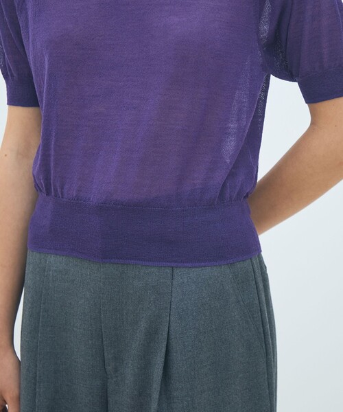 MACPHEE（マカフィー）の「シアーウールブレンド ハーフスリーブプルオーバー（ニット/セーター・レディース・ライトグレー/ネイビー/パープル・S）」の13枚目の写真