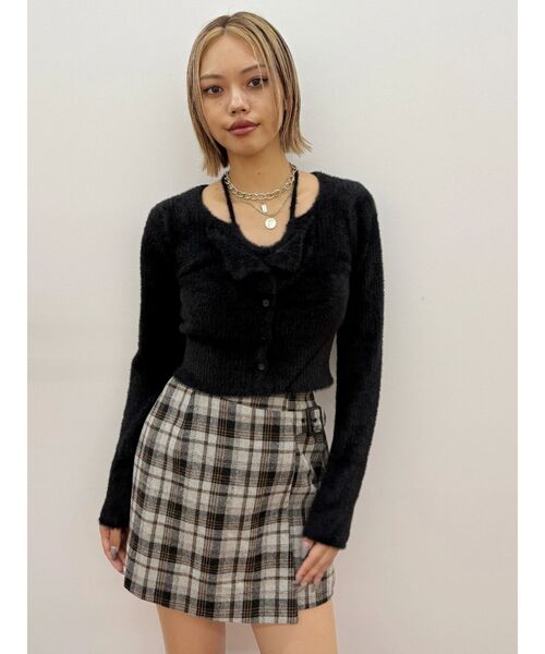 EVRIS（エヴリス）の「ラップチェックミニスカート【セットアップ着用可能】（スカート・レディース・ブラウン/グレー・SMALL/MEDIUM）」の14枚目の写真