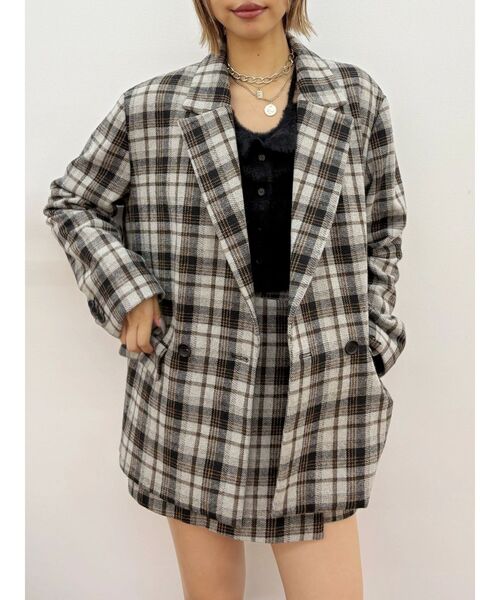 EVRIS（エヴリス）の「ラップチェックミニスカート【セットアップ着用可能】（スカート・レディース・ブラウン/グレー・SMALL/MEDIUM）」の17枚目の写真