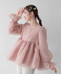 【ZOZO限定カラー】クリンクルシアーオーガンジーボリュームスリーブトップス