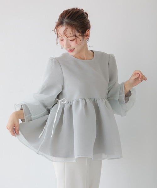 最終価格　fitmore クリンクルシアーオーガンジーボリュームスリーブトップス クリンクルシアーオーガンジーボリュームスリーブトップス（その他