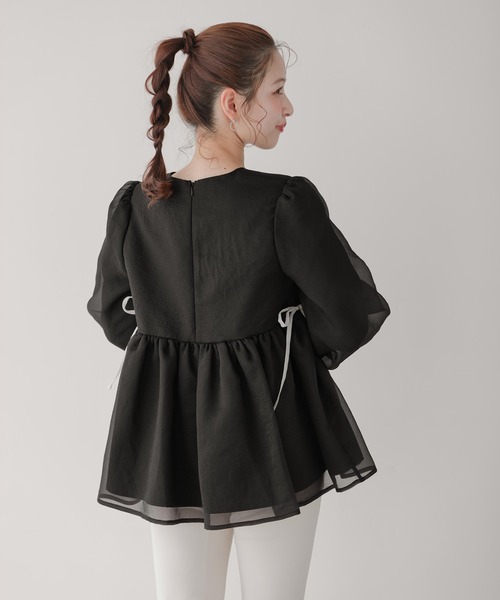 【新品未使用タグ付き】Fitmoreクリンクルシアーオーガンジーぺプラムトップス クリンクルシアーオーガンジーペプラムトップス【宅配便】 | Fit more