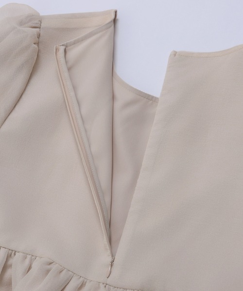 クリンクルシアーオーガンジーボリュームスリーブトップス（その他