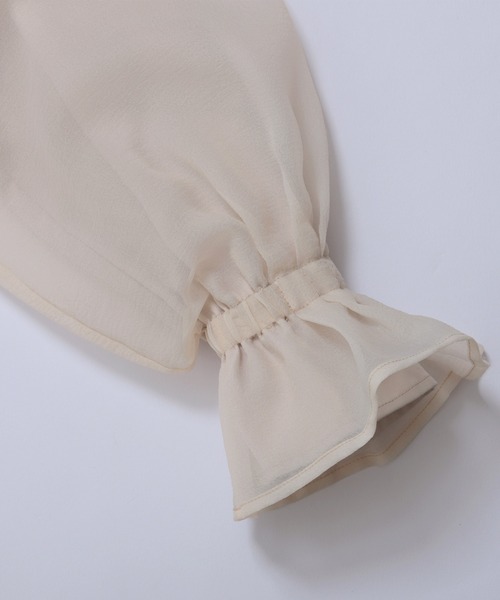 fitmore クリンクルシアーオーガンジーボリュームスリーブトップス　ブルー fitmore♡クリンクルシアーオーガンジーボリュームスリーブトップス