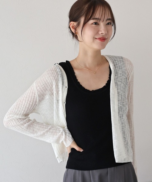 BLUEEAST(ブルーイースト)の「フリルリブニットタンクトップ(タンクトップ・レディース・ブラウン/ブラック/チャコールグレー・MEDIUM)」の18枚目の写真