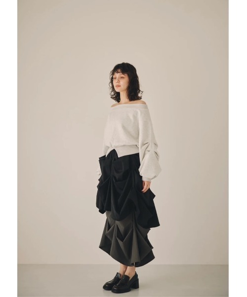 NOTREemor（ノートルエモア）の「elan drape skirt（スカート・レディース・チャコールグレー/ベージュ・FREE）」の9枚目の写真