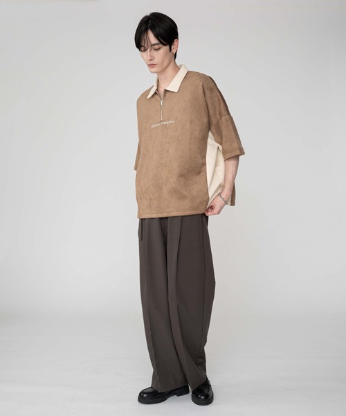 BROWNY（ブラウニー）の「BROWNY/【25年秋冬新作】フェイクスウェードドルマンハーフZIPT（Tシャツ/カットソー・メンズ・ブラウン/ライトグレー・MEDIUM/LARGE）」の10枚目の写真