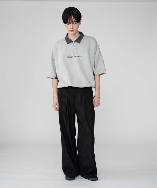 BROWNY（ブラウニー）の「BROWNY/【25年秋冬新作】フェイクスウェードドルマンハーフZIPT（Tシャツ/カットソー・メンズ・ブラウン/ライトグレー・MEDIUM/LARGE）」の9枚目の写真