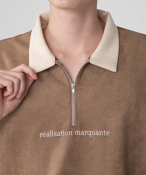 BROWNY（ブラウニー）の「BROWNY/【25年秋冬新作】フェイクスウェードドルマンハーフZIPT（Tシャツ/カットソー・メンズ・ブラウン/ライトグレー・MEDIUM/LARGE）」の11枚目の写真