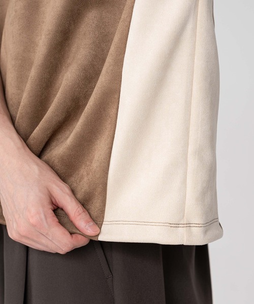 BROWNY（ブラウニー）の「BROWNY/【25年秋冬新作】フェイクスウェードドルマンハーフZIPT（Tシャツ/カットソー・メンズ・ブラウン/ライトグレー・MEDIUM/LARGE）」の13枚目の写真