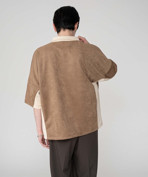 BROWNY（ブラウニー）の「BROWNY/【25年秋冬新作】フェイクスウェードドルマンハーフZIPT（Tシャツ/カットソー・メンズ・ブラウン/ライトグレー・MEDIUM/LARGE）」の6枚目の写真