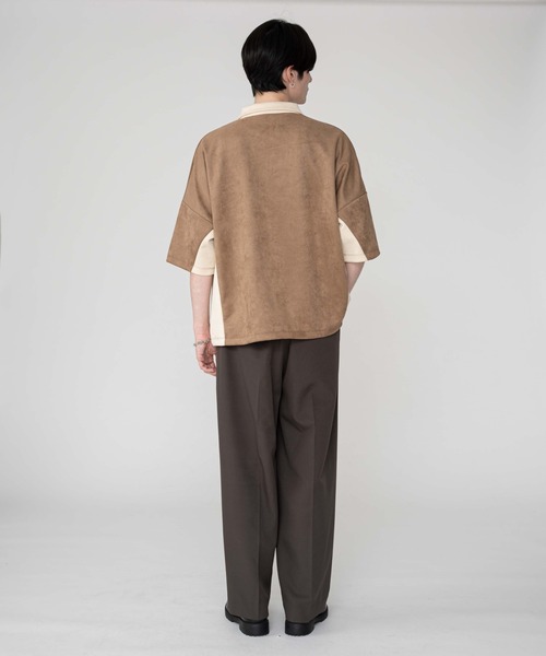 BROWNY（ブラウニー）の「BROWNY/【25年秋冬新作】フェイクスウェードドルマンハーフZIPT（Tシャツ/カットソー・メンズ・ブラウン/ライトグレー・MEDIUM/LARGE）」の8枚目の写真