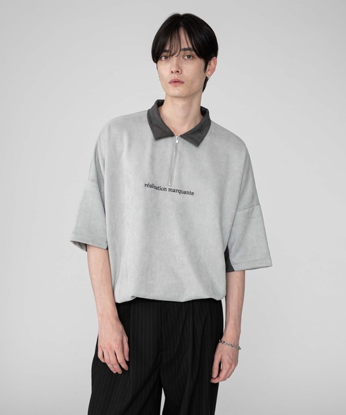 BROWNY（ブラウニー）の「BROWNY/【25年秋冬新作】フェイクスウェードドルマンハーフZIPT（Tシャツ/カットソー・メンズ・ブラウン/ライトグレー・MEDIUM/LARGE）」の15枚目の写真