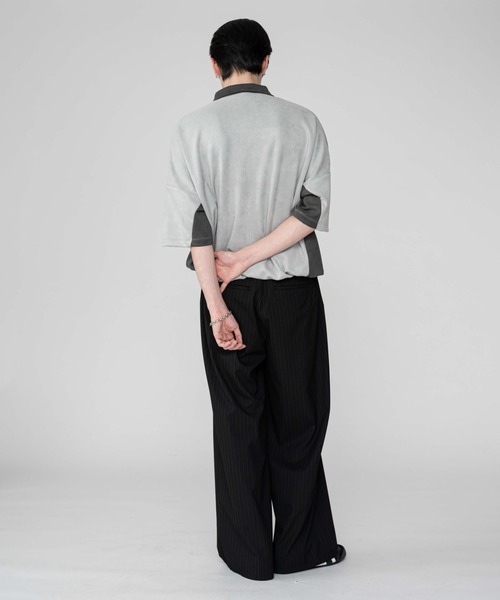 BROWNY（ブラウニー）の「BROWNY/【25年秋冬新作】フェイクスウェードドルマンハーフZIPT（Tシャツ/カットソー・メンズ・ブラウン/ライトグレー・MEDIUM/LARGE）」の3枚目の写真