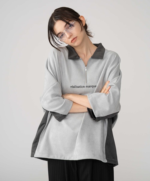 BROWNY（ブラウニー）の「BROWNY/【25年秋冬新作】フェイクスウェードドルマンハーフZIPT（Tシャツ/カットソー・メンズ・ブラウン/ライトグレー・MEDIUM/LARGE）」の21枚目の写真