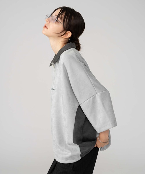 BROWNY（ブラウニー）の「BROWNY/【25年秋冬新作】フェイクスウェードドルマンハーフZIPT（Tシャツ/カットソー・メンズ・ブラウン/ライトグレー・MEDIUM/LARGE）」の22枚目の写真