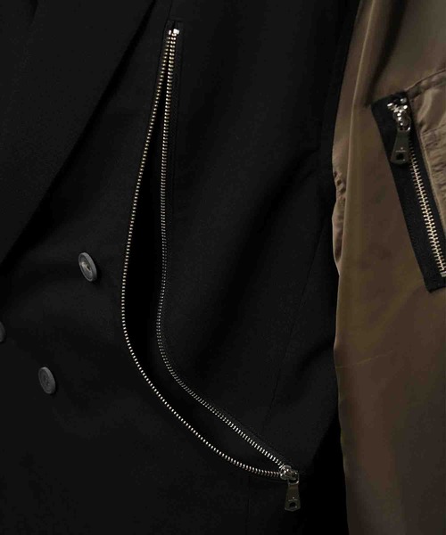 UNISEX》Prime-Over MA-1 Sleeve Double Breasted Curved Zip