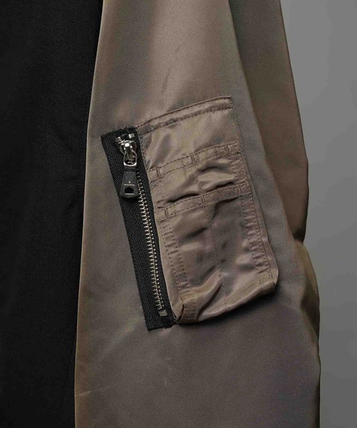 UNISEX》Prime-Over MA-1 Sleeve Double Breasted Curved Zip