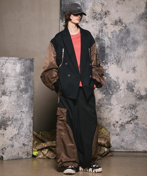 UNISEX》Prime-Over MA-1 Sleeve Double Breasted Curved Zip Tailored