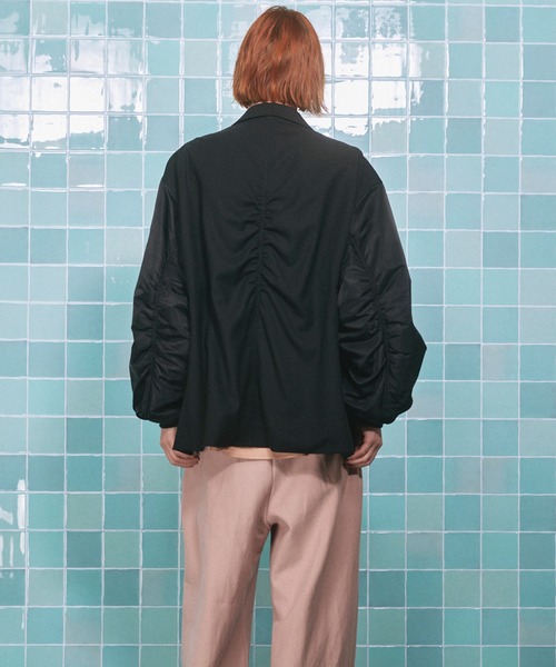 プライムオーバーMA-1スリーブダブルブレストカーブジップテーラードジャケット UNISEX》Prime-Over MA-1 Sleeve Double Breasted Curved Zip Tailored