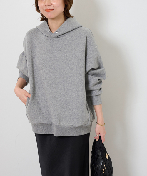 JOURNAL STANDARD relume（ジャーナルスタンダード　レリューム）の「CTダンボールフーディープルオーバー（パーカー・レディース・ブラウン/アイボリー/グレー・FREE）」の9枚目の写真