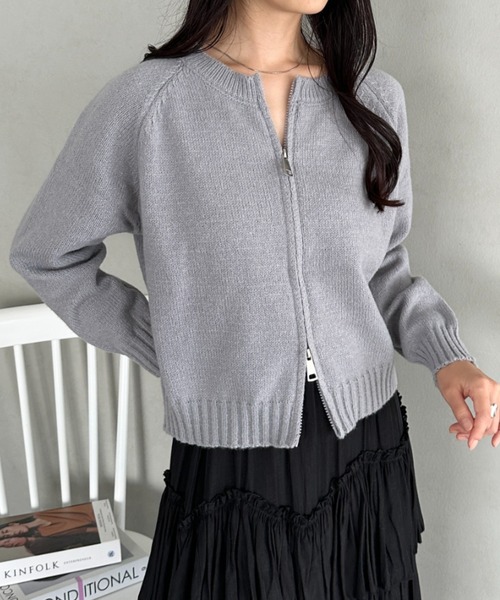 セール】ダブルジップニットトップス（ニット/セーター）｜CLEA
