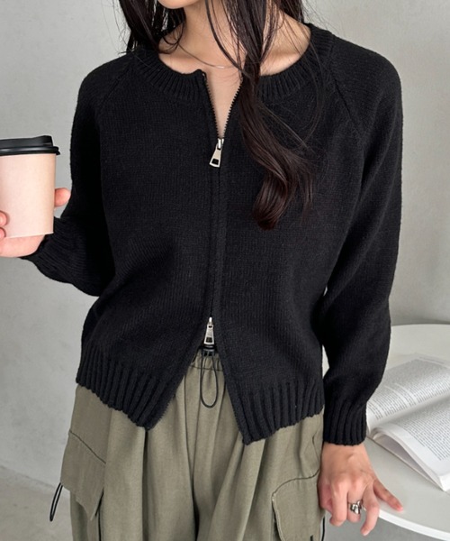 セール】ダブルジップニットトップス（ニット/セーター）｜CLEA