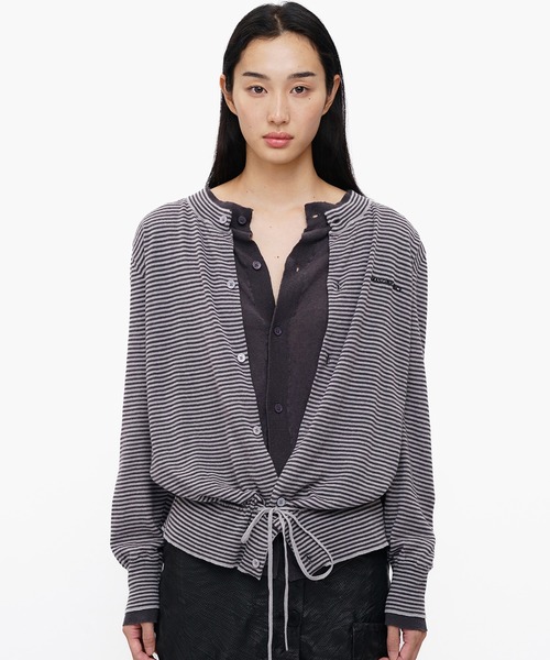 MASONPRINCE（メイソンプリンス）の「フェイクツーピース ボーダー カーディガン KS3249【MASONPRINCE】【2025AW】（カーディガン/ボレロ・メンズ・ブルー系その他/グレー系その他・L/M/S）」の2枚目の写真