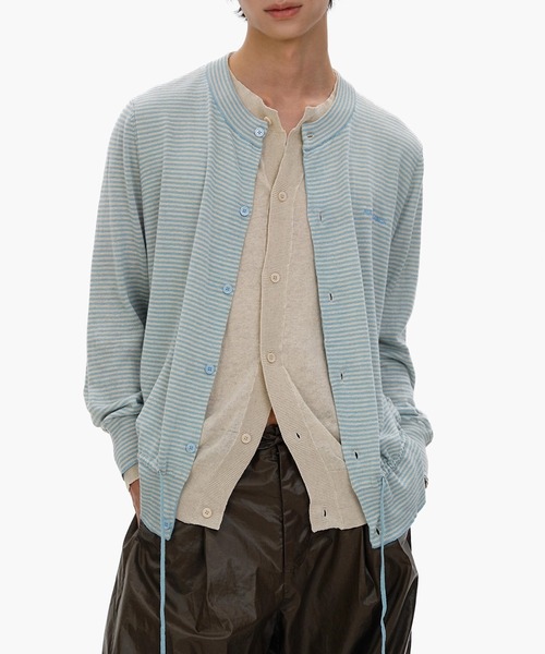 MASONPRINCE（メイソンプリンス）の「フェイクツーピース ボーダー カーディガン KS3249【MASONPRINCE】【2025AW】（カーディガン/ボレロ・メンズ・ブルー系その他/グレー系その他・L/M/S）」の8枚目の写真