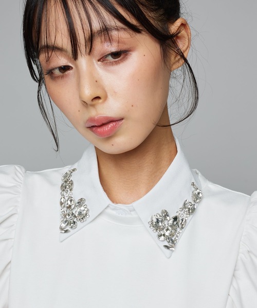 Narcissus（ナルシス）の「ビジューつけ襟（付け襟・レディース・ホワイト・FREE）」の2枚目の写真