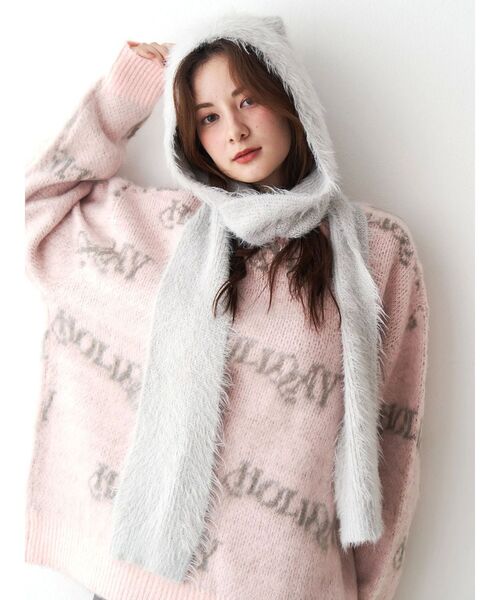 キャットシャギーマフラーキャップ（ニットキャップ/ビーニー