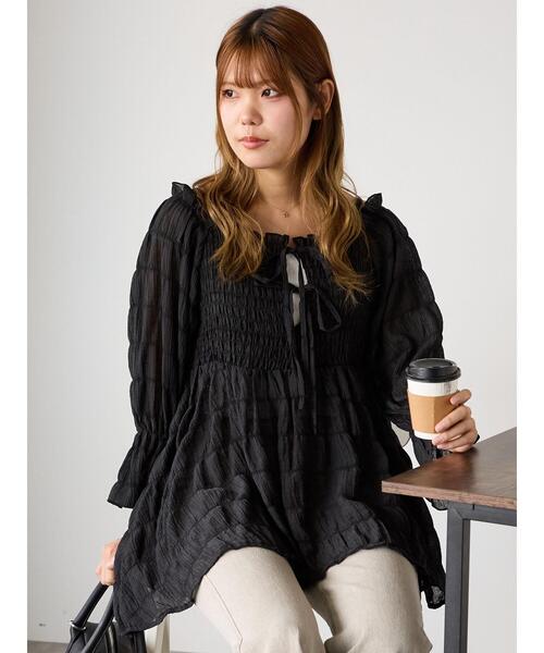 ehka sopo(エヘカソポ)の「2WAYオフショルシアーブラウス(シャツ/ブラウス・レディース・ブラック/ベージュ/キナリ・F)」の6枚目の写真