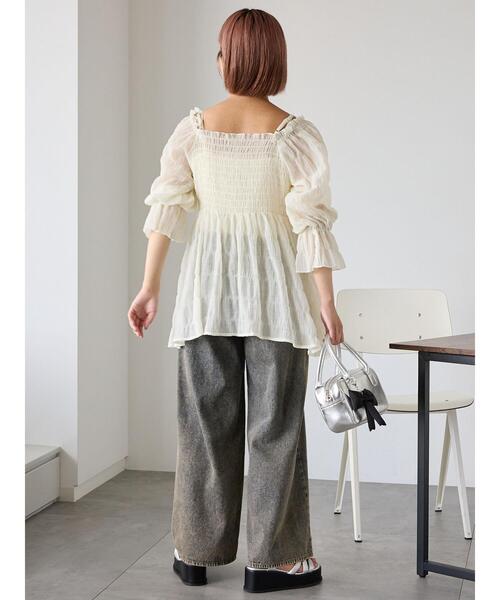 ehka sopo(エヘカソポ)の「2WAYオフショルシアーブラウス(シャツ/ブラウス・レディース・ブラック/ベージュ/キナリ・F)」の16枚目の写真