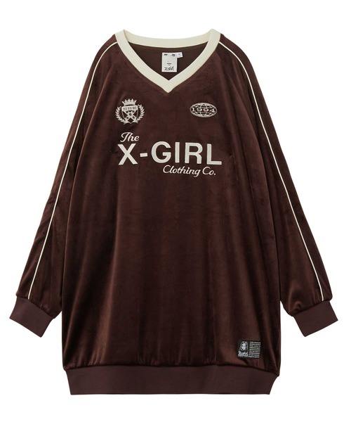 X-girl(エックスガール)の「VELOUR GAME SHIRT DRESS(ワンピース・レディース・ブラック/ライトブルー/ブラウン・S/M)」の8枚目の写真