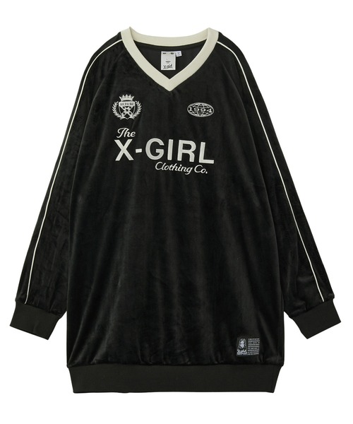 ワンピース X-girl VELOUR GAME SHIRT DRESS VELOUR GAME SHIRT DRESS（ワンピース）｜X-girl（エックスガール）の