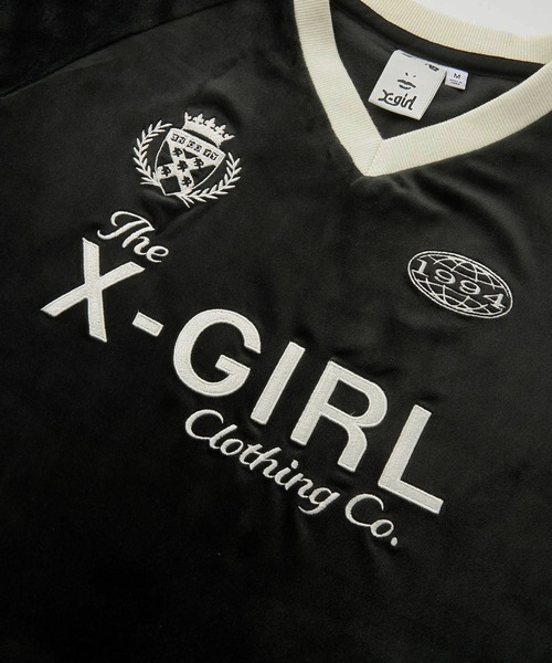 VELOUR GAME SHIRT DRESS（ワンピース）｜X-girl（エックスガール）の