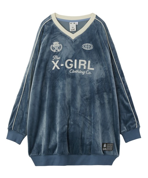 X-girl(エックスガール)の「VELOUR GAME SHIRT DRESS(ワンピース・レディース・ブラック/ライトブルー/ブラウン・S/M)」の18枚目の写真