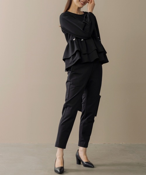 Sono(ソーノ)の「【SONO/ソーノ】【WARM STRETCH】ダブルペプラムプルオーバー(Tシャツ/カットソー・レディース・ネイビー/ホワイト/ブラック・F)」の7枚目の写真