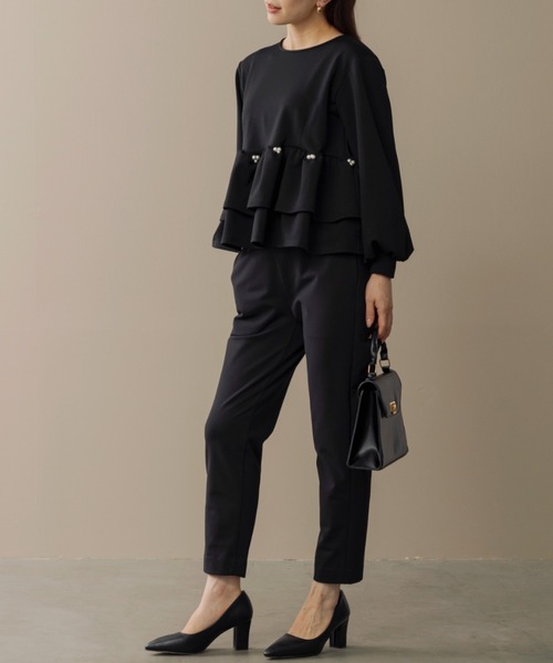 Sono(ソーノ)の「【SONO/ソーノ】【WARM STRETCH】ダブルペプラムプルオーバー(Tシャツ/カットソー・レディース・ネイビー/ホワイト/ブラック・F)」の8枚目の写真