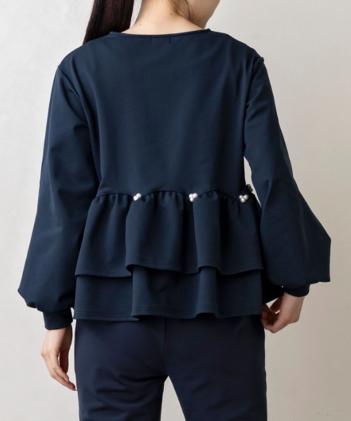 Sono(ソーノ)の「【SONO/ソーノ】【WARM STRETCH】ダブルペプラムプルオーバー(Tシャツ/カットソー・レディース・ネイビー/ホワイト/ブラック・F)」の14枚目の写真
