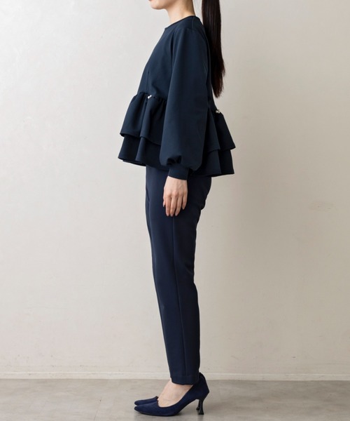 Sono(ソーノ)の「【SONO/ソーノ】【WARM STRETCH】ダブルペプラムプルオーバー(Tシャツ/カットソー・レディース・ネイビー/ホワイト/ブラック・F)」の17枚目の写真