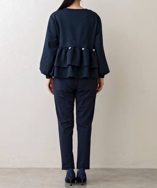Sono(ソーノ)の「【SONO/ソーノ】【WARM STRETCH】ダブルペプラムプルオーバー(Tシャツ/カットソー・レディース・ネイビー/ホワイト/ブラック・F)」の18枚目の写真