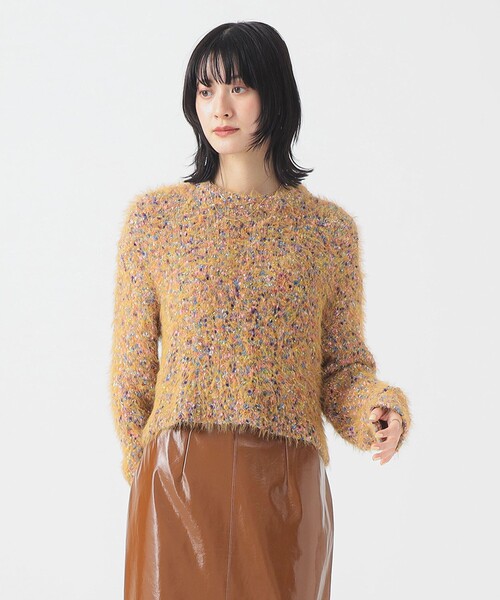 B:MING by BEAMS（ビーミングバイビームス）の「ミックスヤーン ニット (手洗い可)（ニット/セーター・レディース・ライトブルー/ベージュ/イエロー・ONE SIZE）」の3枚目の写真