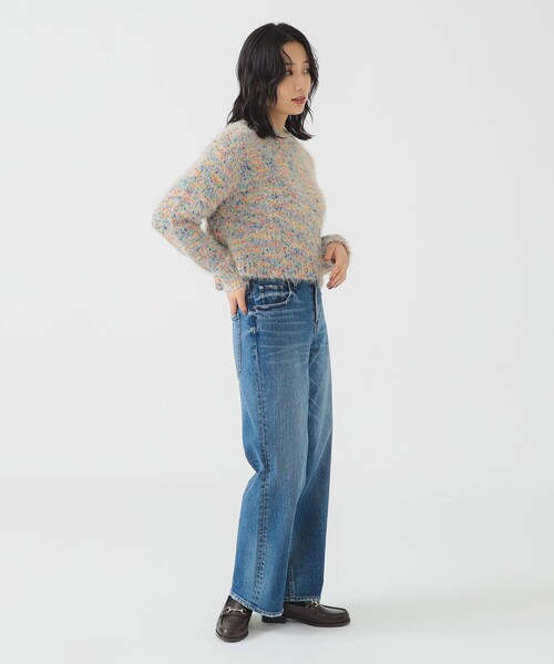 B:MING by BEAMS（ビーミングバイビームス）の「ミックスヤーン ニット (手洗い可)（ニット/セーター・レディース・ライトブルー/ベージュ/イエロー・ONE SIZE）」の5枚目の写真